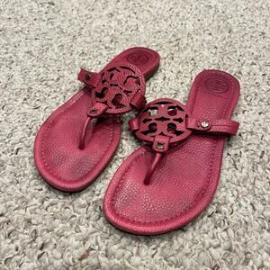 Tory Burch Miller Thong  Sandals Pink Sz 8.5 M Casual Leather Preppy